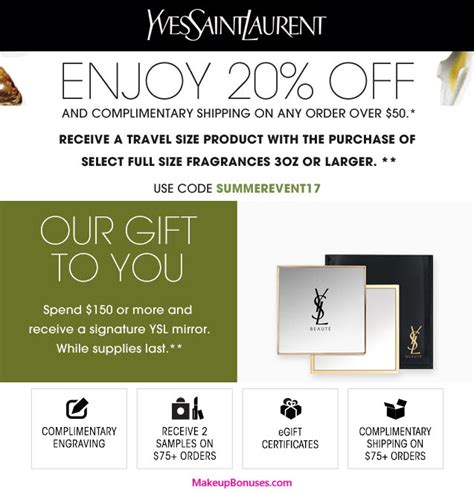 ysl 200 free gift promo|YSL beauty free shipping code.